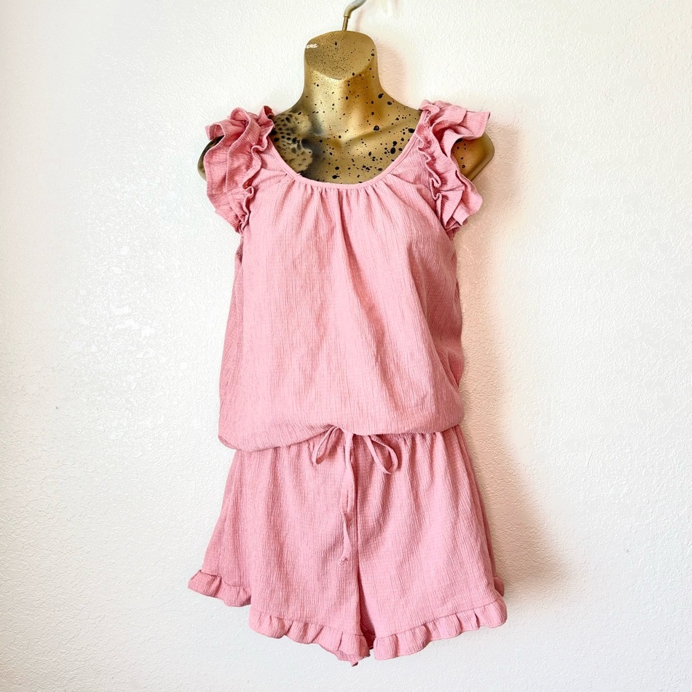 KIKIT Pink Ruffle Lounge Short Set – Size S